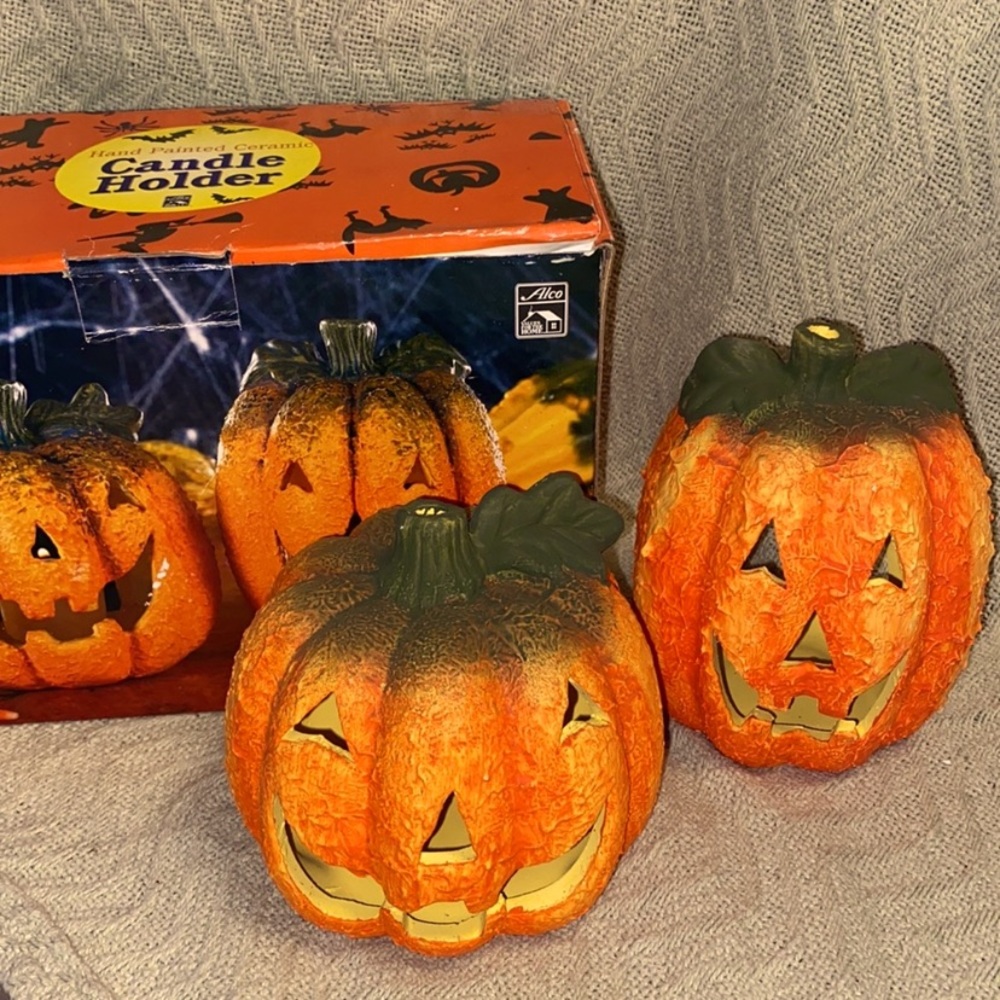 🆕🎃2 Pumpkin Candleholders🎃